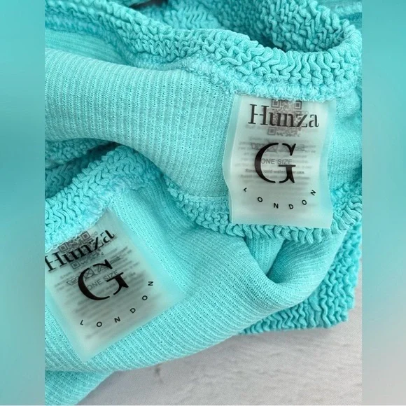 NWT Hunza G Juno Seersucker Bikini Aqua One Size - Picture 7 of 7